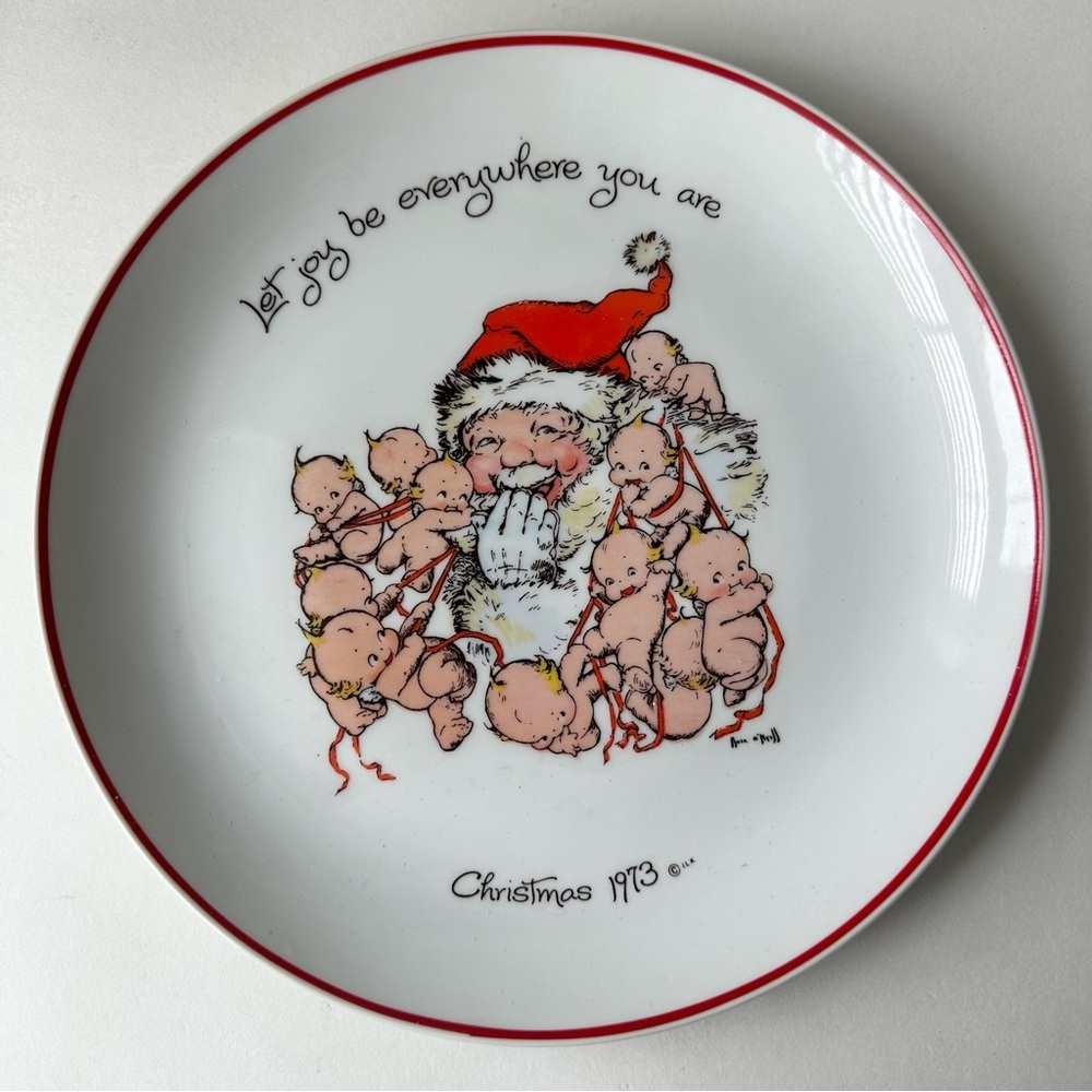 Vintage Kewpie Christmas 1973 Collectible Plate - Rose O'Neill